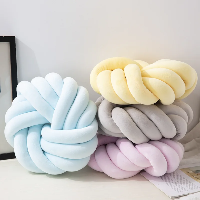 

Fashion Originality Cushion Weave Ball Knot Seat Mat Solid Head Pillow Modern Cotton Crocheted Throw Pillow Home Decoration