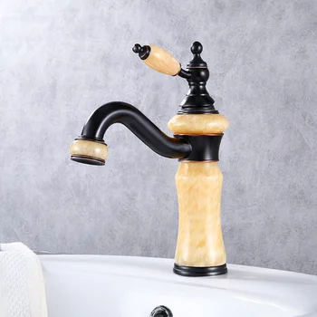 

Matte Black Jade Basin of Hot and Cold Water Faucet Copper Mixing Modern Minimalist Atmospheric Pressure Custom LLD 1,2
