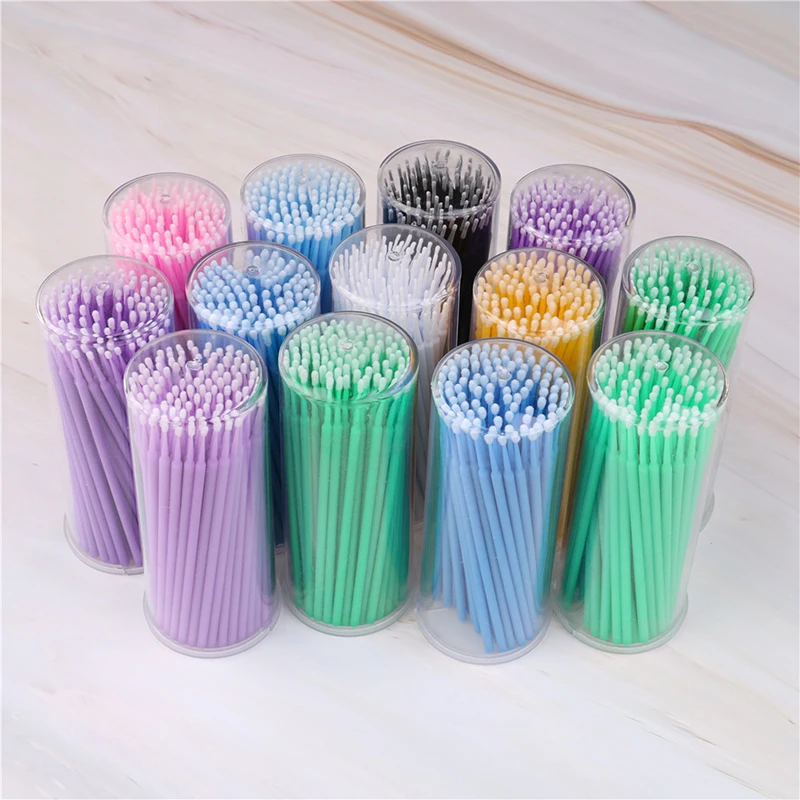 Одноразовые кисти для макияжа 100 шт./упак. тампон Microbrushes наращивание ресниц прочный Micro отдельных Аппликаторы ватный тампон