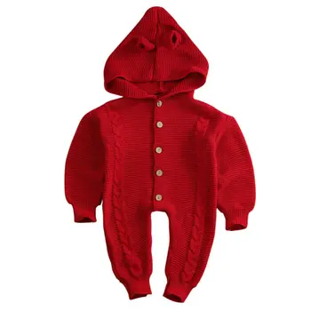 

Newborn Infant Outwear Hooded Jumpsuit Long Sleeve Clothes Hooded Jumpsuit Solid Color Baby Girl Boy Winter Warm Coat 0-18M