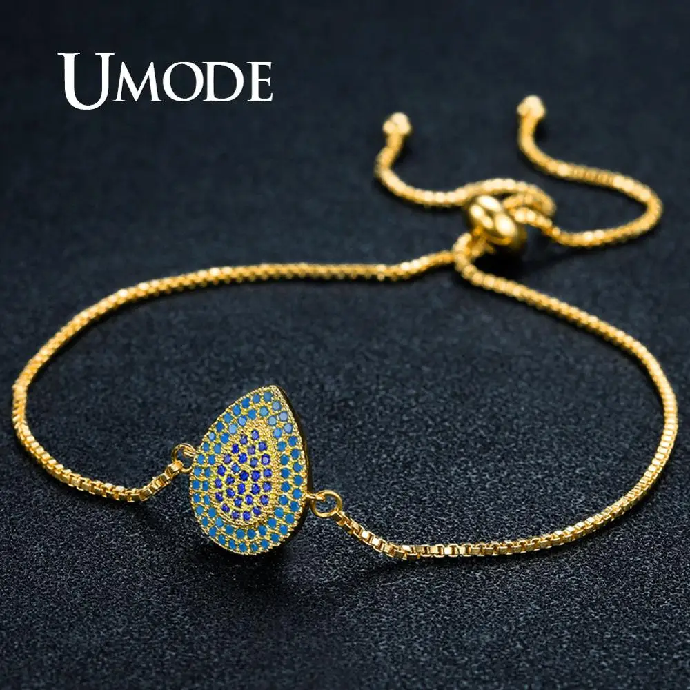 UMODE капли воды браслеты для женщин маленький золотой горный хрусталь женские браслеты модные ювелирные изделия Свадебные подарки аксессуар UB0100A