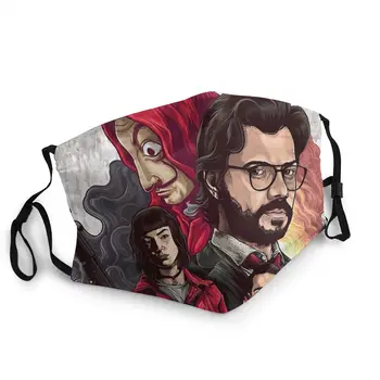 

Money Heist Movie Unisex Reusable Face Mouth Mask Fabric La Casa De Papel Anti Haze Protection Cover Respirator