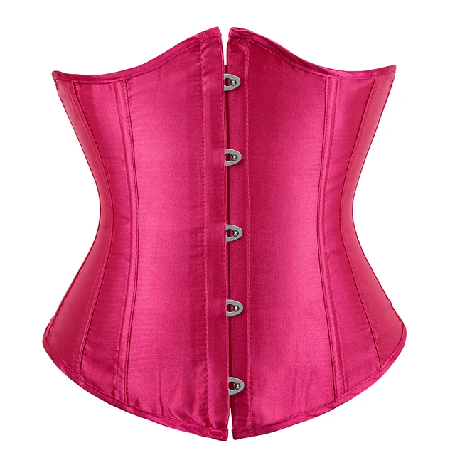 Underbust Corset Sexy Women's Underwear Waist Slimming Body Shaper for Women Steampunk Lace-up Corset rose red