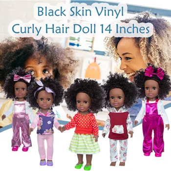 

Fashion Children Black African Black Baby Cute Curly Black 35CM Vinyl Baby Toy funny wedding christmas gift подарок девушке
