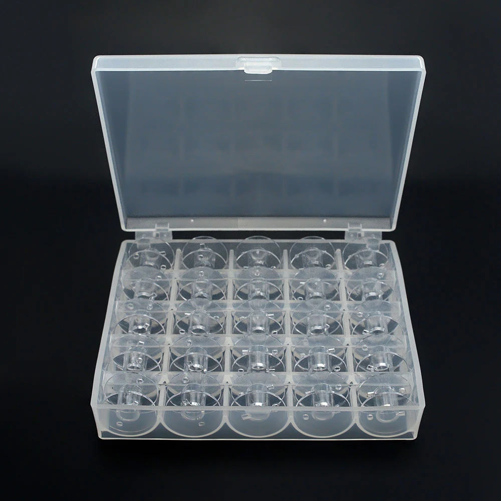 25 шт. прозрачные катушки для швейных машин катушки пустые катушки пластиковый ящик для хранения для домашнего шитья аксессуары инструменты