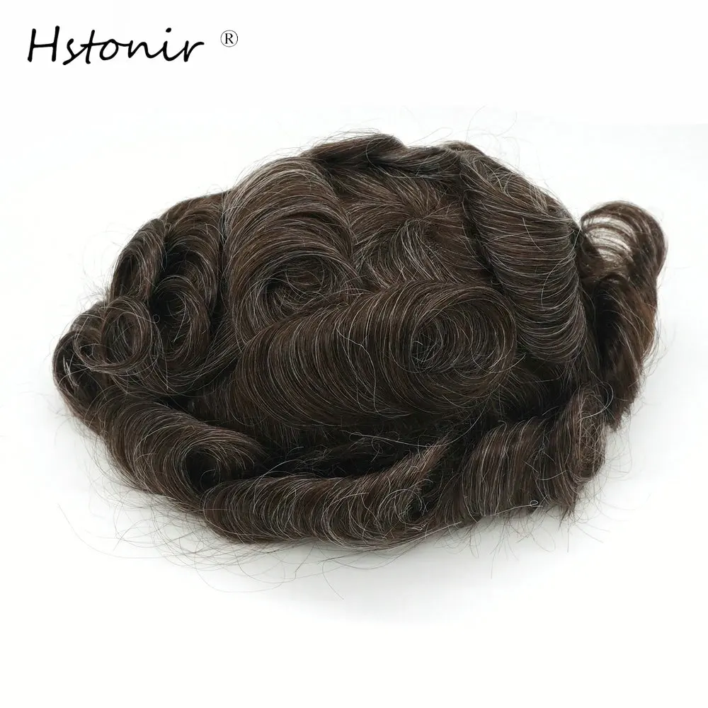 Hstonir 330# Мужская система волос Toupee для мужчин Человеческие волосы remy протезирование кожи парик заменить мужчин t H088