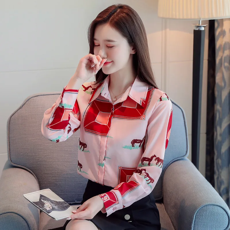 

Long Sleeve Base Chiffon Shirt Women's 2020 Spring And Autumn New Style European Goods Western Style Sweater Elegant Slimming Co