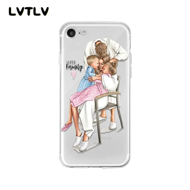 Fashion Black Brown Hair Baby Mom daughter Girl Son Dad