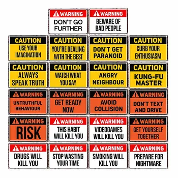 

Caution Metal Sign Vintage Plaque Text Painting Retro Cafe Bar Pub Home Decor 20x30cm