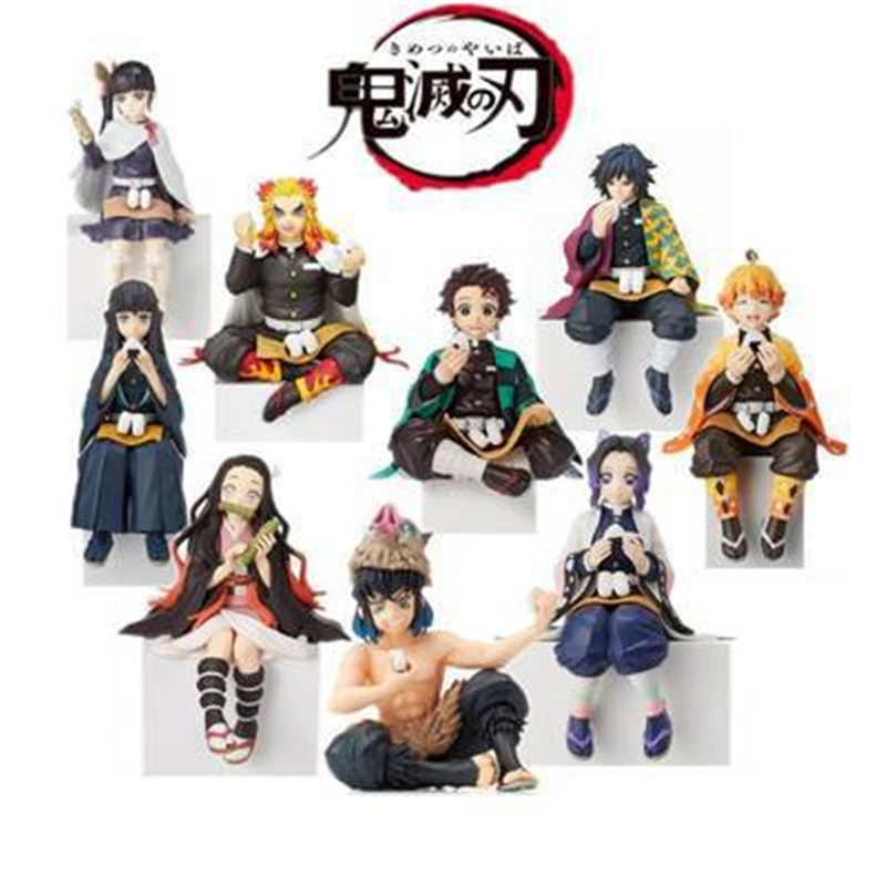 Naa Anime Demon Slayer Tanjirou Eat Rice Balls Cute Sitting Ver PVC Action  Figure Shinob Zenitsu