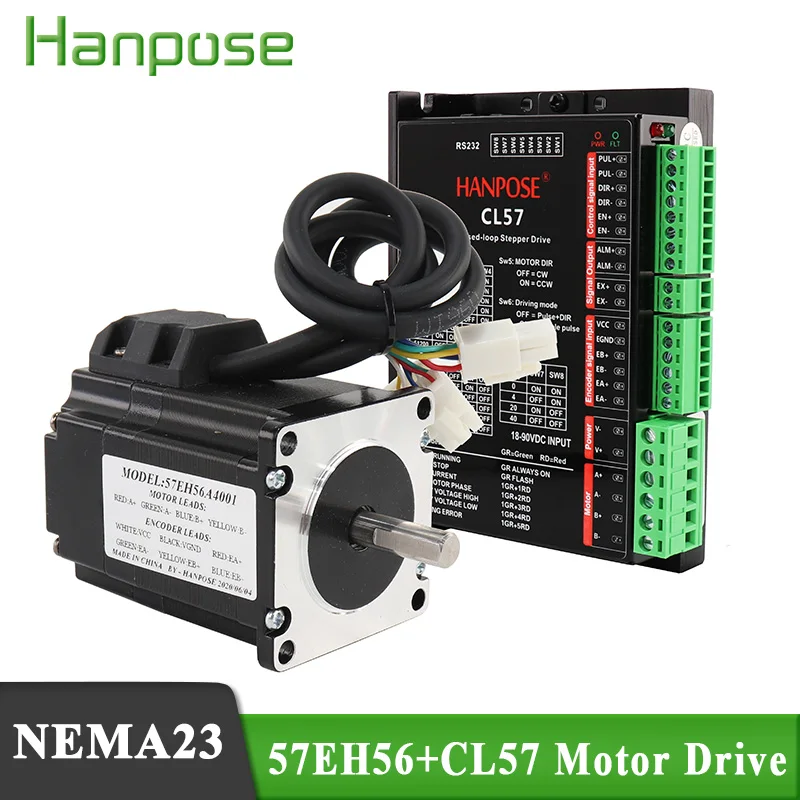 Servomotor de Passo para Motor Automotivo Nema23 57cme13 Nema23 Circuito Fechado 57eh56a4001 1.3n. m 4a 56 mm Cl57 Híbrido Driver Cnc Kit de Controle