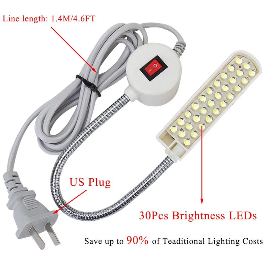 Промышленное освещение 10/20 Вт, 30 Вт, светодиодный светильники для швейной машинки и магнитным креплением для швейной машины лампа на гибкой ножке для всех светильники для швейной машинки Инж