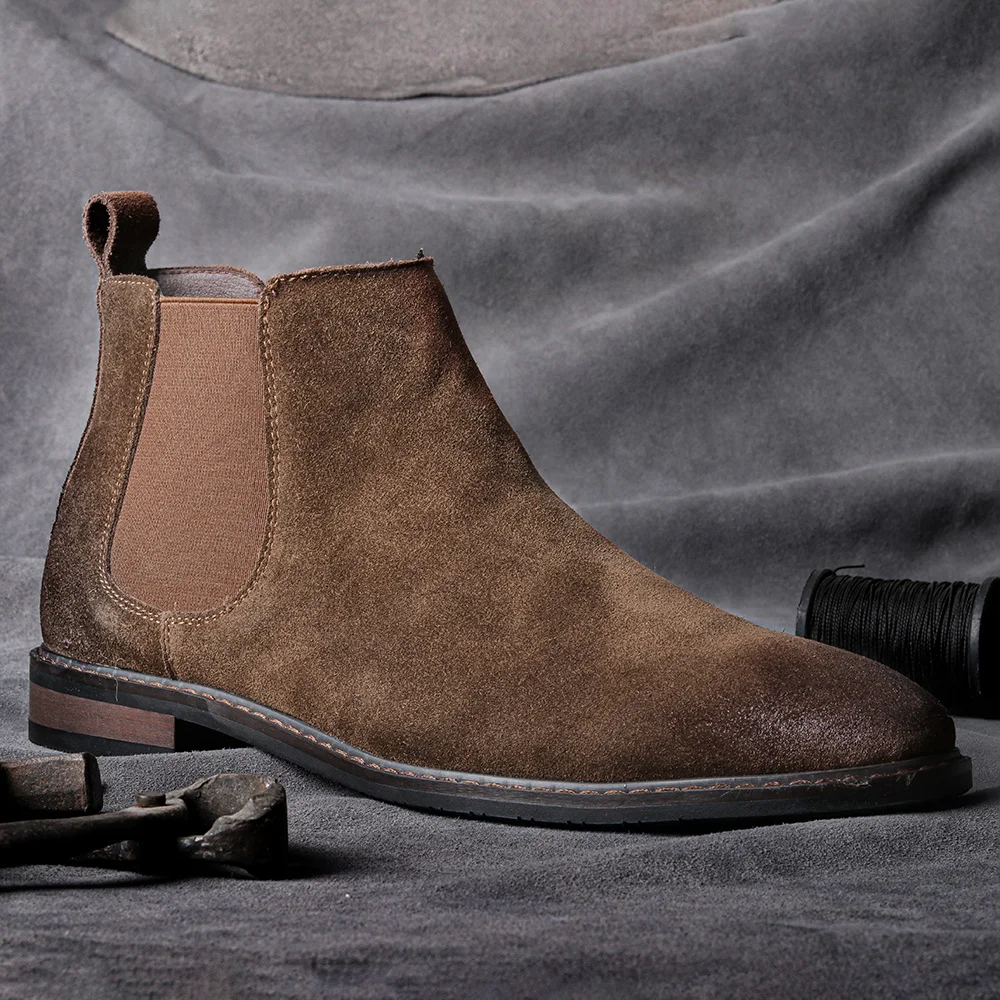 Genuino de los hombres botas de cuero Chelsea de tamaño 39-46 cómodas WOOTTEN de moda de la marca de 2021 hombres botas de zapatos de los hombres # KD463