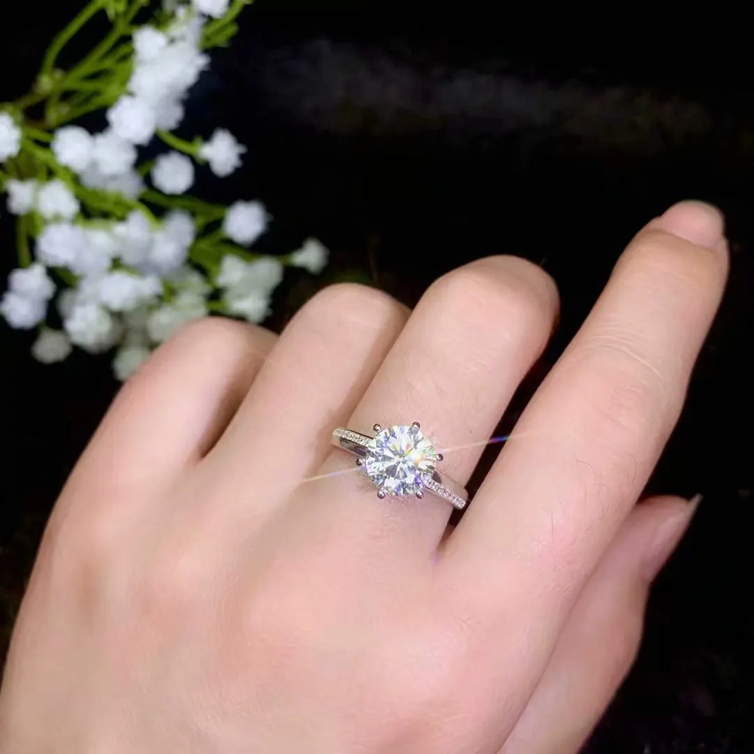 Moissanite новое кольцо, серебро 925 пробы, красивый цвет, сверкающий, 1 карат 2 карат Алмазный Муассанит