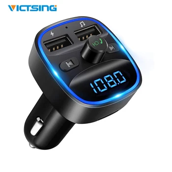 

VicTsing Wireless Bluetooth FM Transmitter Car Kit Bluetooth Dual USB Hands-free MP3 Player with LED Lights Dual USB Charger