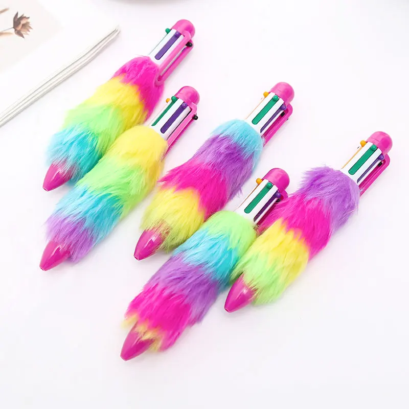 Многоцветный Радужное перо Красивая шариковая ручка Плюм Шариковая ручка Забавный ролик школьные канцелярские принадлежности