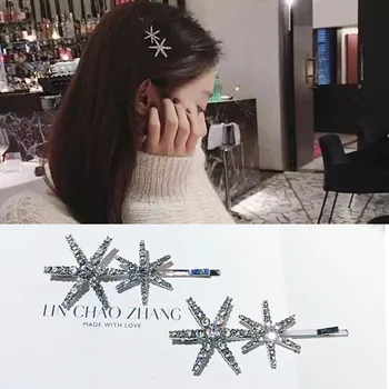 

Shiny Crystal Rhinestones Hairpins Barrettes Snowflake Star Shape Hair Clips Hairstyle Design Styling Tool Hair Accessories