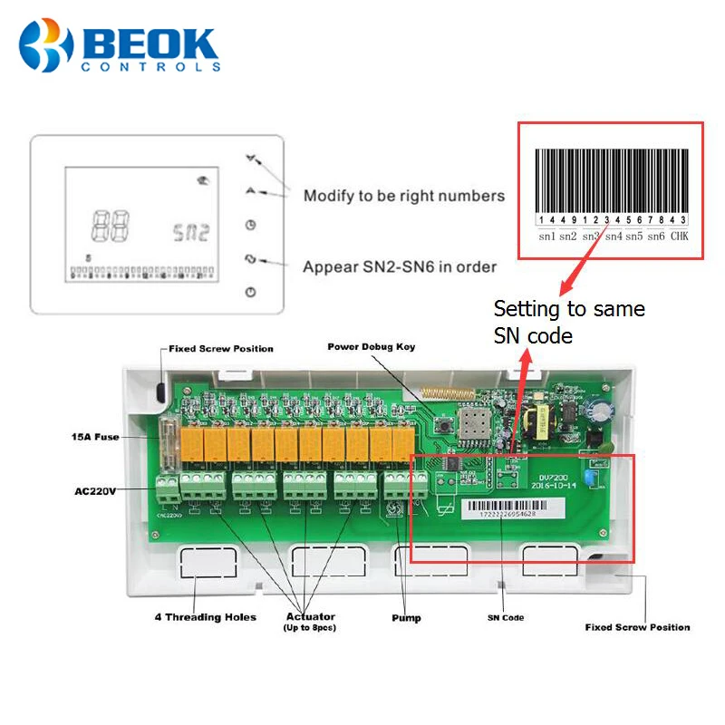 Beok 8-Channels Wireless Underfloor Heating Central Controller Warm Floor for Gas Boiler System Thermostat Actuators Servo