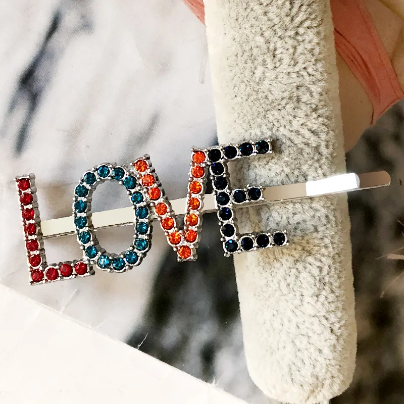 1 шт. женские цветные заколки для волос с надписью LOVE со стразами заколки для волос украшение для волос аксессуары для укладки