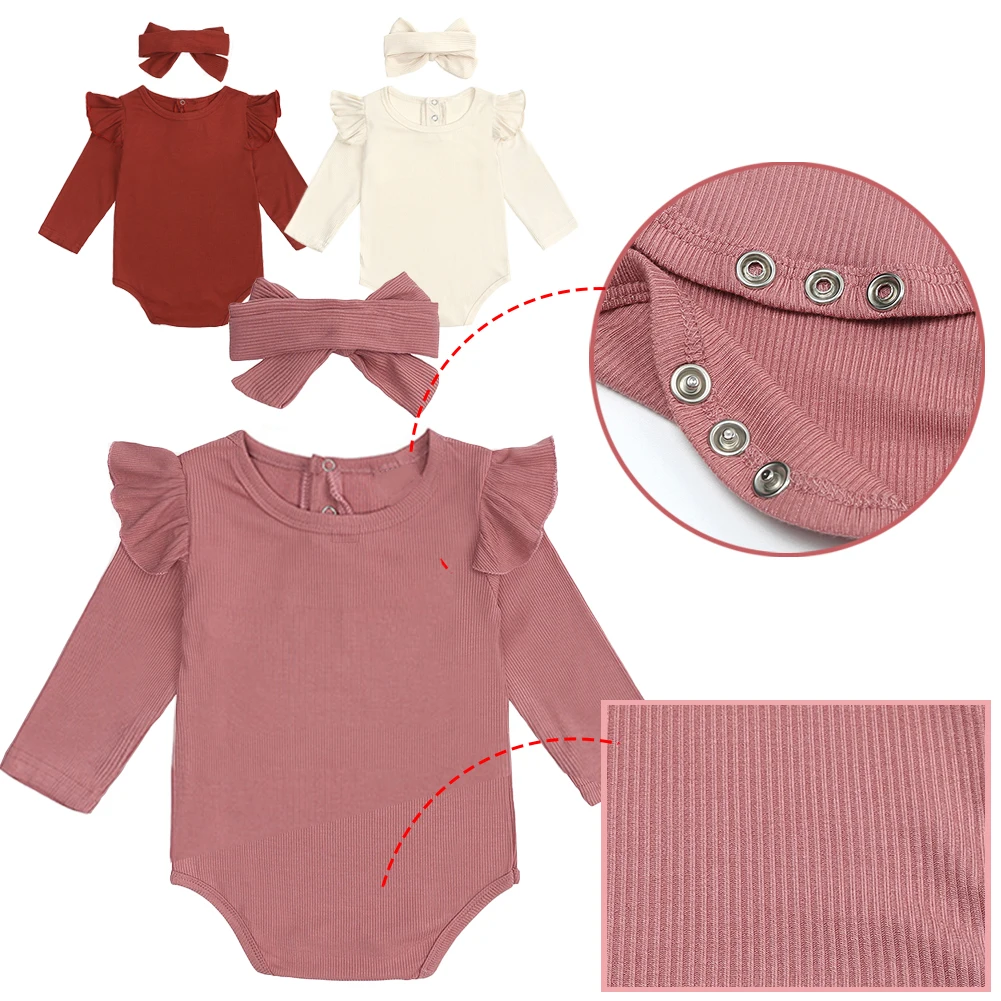 

3pcs Newborn Baby Girl Clothes Set Fashion Autumn Cotton Ruffle T-shirt Pants Headband Fall Toddler Infant Outfits Clothing Suit