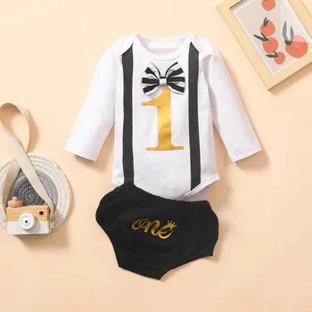 

Children's clothing suit newborn baby girl boy gentleman formal dress bow tie jumpsuit top shorts suit triangle rompe gifts