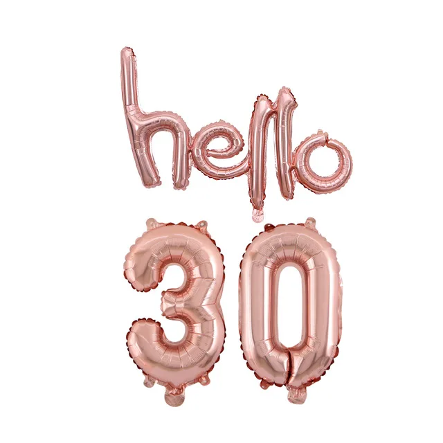 Надувные воздушные шары Hello 30 из розового золота 10/13/15/21/25/30 дней
