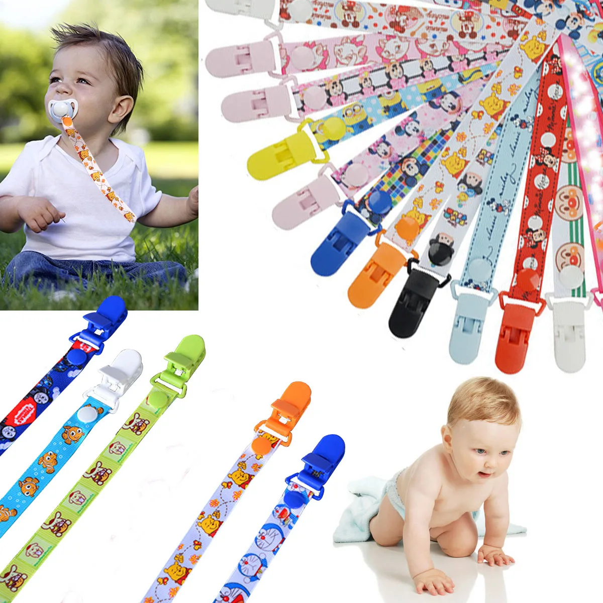 

Cartoon Baby Pacifier Clips Pacifier Chain Ribbon Holder Dummy Clip Nipple Holder For Nipples Children Pacifier Clip I0002