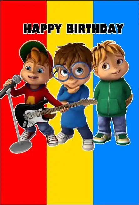 5x7ft Alvin Et Chipmunks Simon Theodore Joyeux Anniversaire Fete Photo Personnalisee A Faire Soi Meme Toile De Fond Arriere Plans De Studio Vinyle 150cm X 2cm Aliexpress