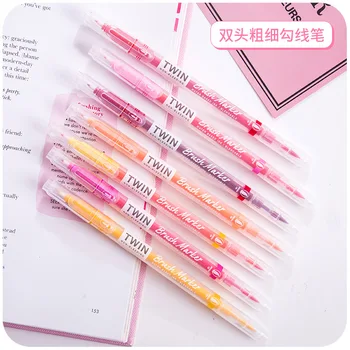 

Marker Double Headed Fine Art Stroke Aqueous Color Marker Black and White with Pattern Cartoon Only Pen Hand-Painted Line Drawin