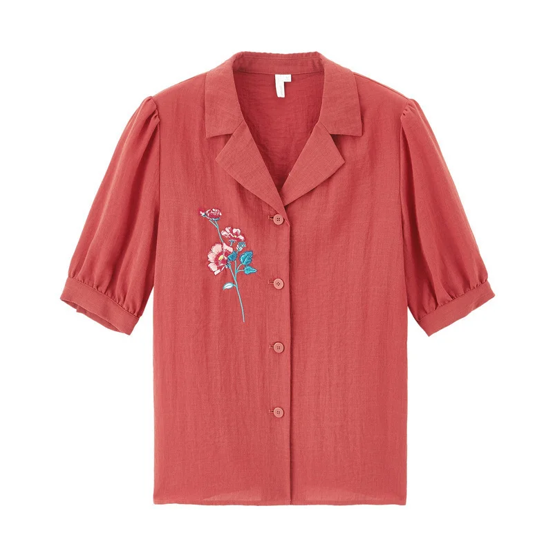 INMAN 2020 Summer New Arrival Lapel Embroidered Retro Hongkong Style Temperament Loose Blouse INMAN 2020 Summer New Arrival Lapel Embroidered Retro Hongkong Style Temperament Loose Blouse