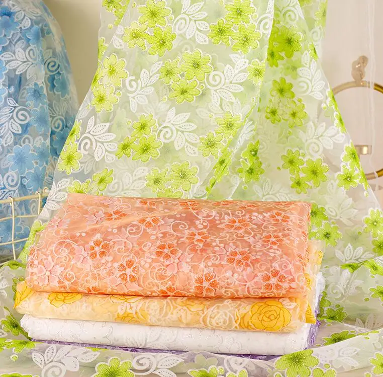 Bronzed printed organza fabric dress embroidered curtain | Дом и сад