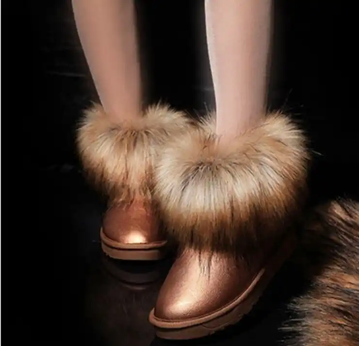 waterproof faux fur snow boots
