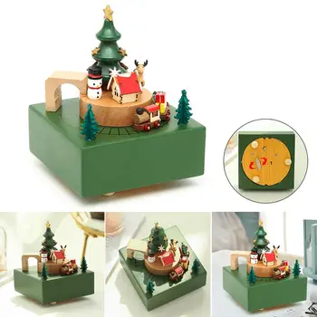 

Classic Music Box Wooden Clockwork Design Christmas Miniature Handmade Music Box For Birthday Valentines Gift