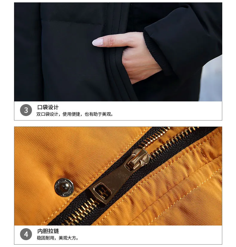 AliExpress, пуховик средней длины, большой размер, Белый пуховик на утином пуху, толстая застежка, пуховик с кроличьим мехом для женщин