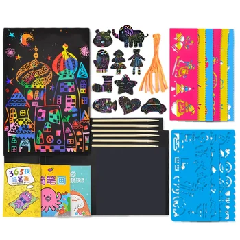 

120 Sheets Scratch Art Paper Magic DIY Colorful Rainbow Scratch Cards Set Graffiti Stencil Scraping Drawing Kids Toys