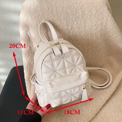 Women Backpack Mini Solid Color PU Leather Backpack School Travel Bags Simple Ladies Fashion Daily Small Shoulder Crossbody Bags
