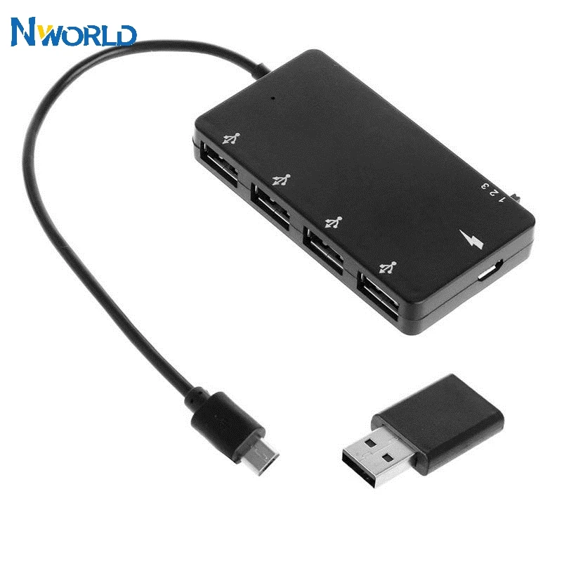 Micro USB macho a 4 puertos USB 2,0 hembra, Cable adaptador de carga de energía para teléfono Samsung Galaxy