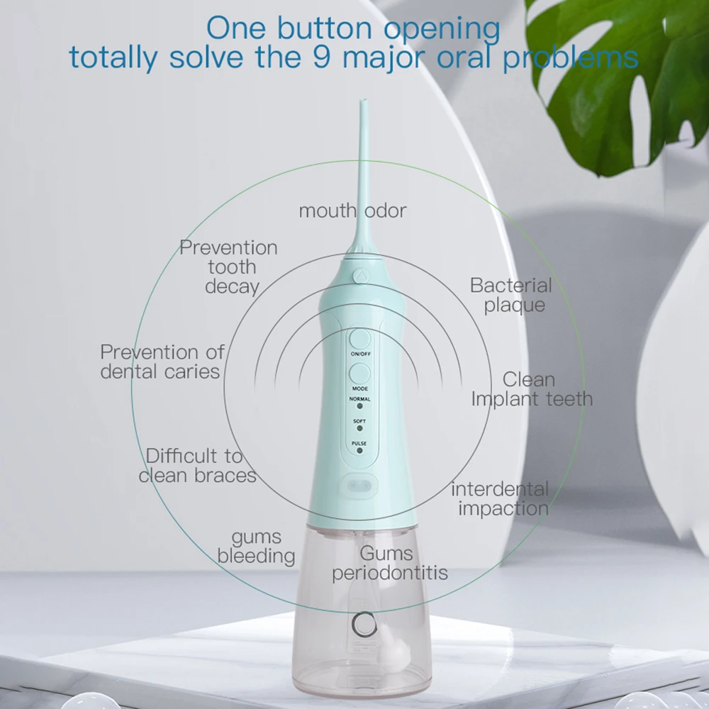 

Portable Electric Oral Irrigator USB Rechargeable Dental Water Flosser IPX8 Waterproof Teeth Cleaner 360° Rotating Nozzle