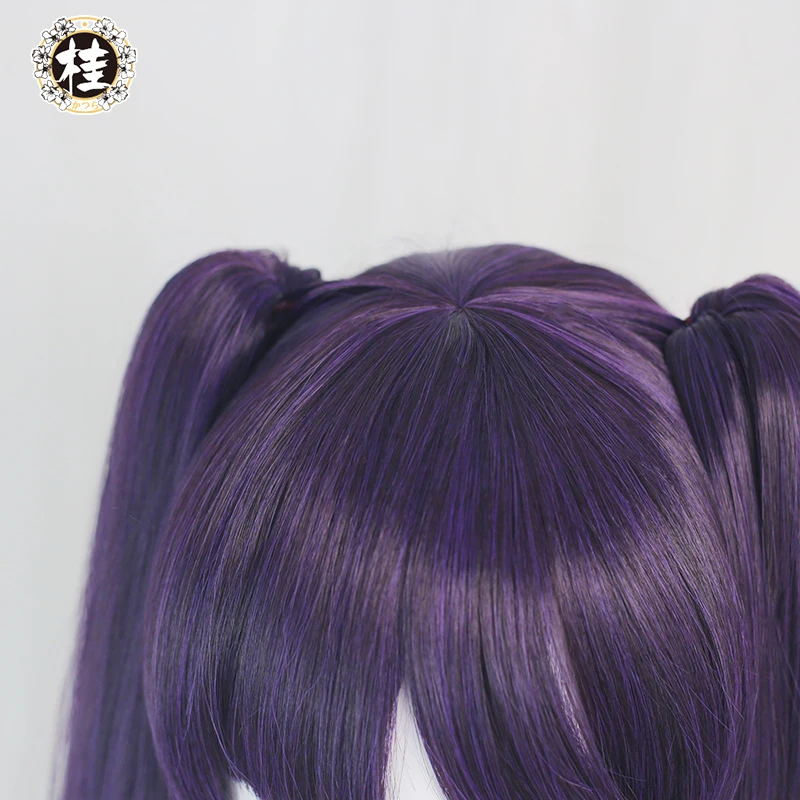 UWOWO Game Genshin Impact Mona Megistus Cosplay Wig Astral Reflection 90cm Purple Twin Tail Wig