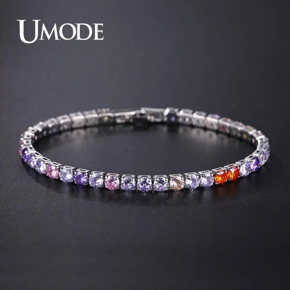 UMODE модный бренд 4 мм 0.25ct круглый циркониевый Кристалл теннисные браслеты для женщин мужские Ювелирные изделия Браслеты Mujer Moda AUB0097K