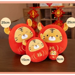 Bonito tigre vermelho em forma de bebê tradicional zodíaco cama nap decoração boneca brinquedo elementos de ano novo brinquedo grau alimentício brinquedos
