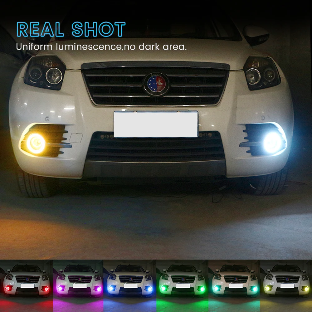 YM E-Bright, 1 пара, RGB Освещение, ангельские глазки, приложение, Halo, кольца, светодиодный, BLE, Bluetooth, управление, 80 мм, 95 мм, цветной, для автомобиля, Стайлинг, модифицированный