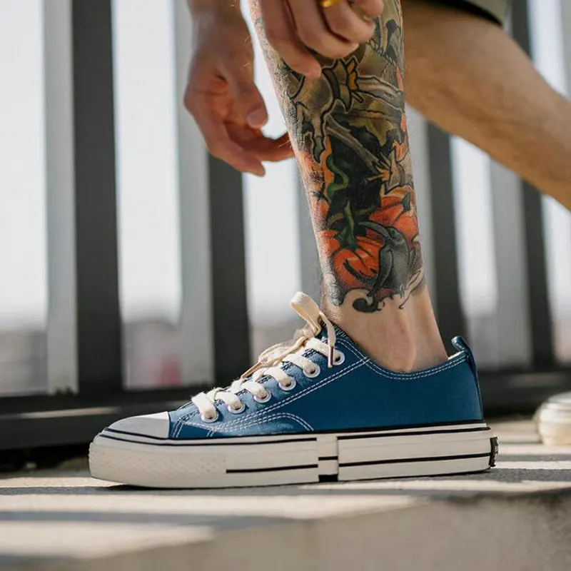 

Designer Thick bottom Casual Flats canvas Shoes Men Sneakers Walking Footwear Breathable Low Top Canvas shoes A54-25