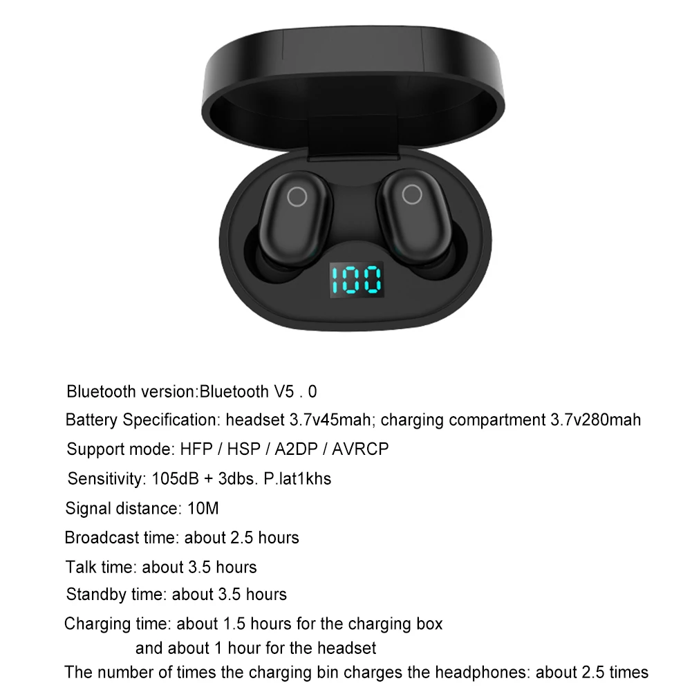 Caletop TWS Bluetooth 5,0 Earphonewith микрофон Hi-Fi стерео наушники с светодиодный Мощность Дисплей спортивные наушники с зарядный чехол PK A6S