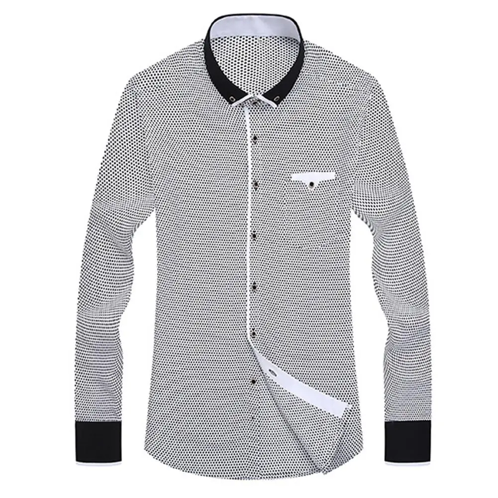 Мужская Тонкая рубашка на пуговицах с длинным рукавом