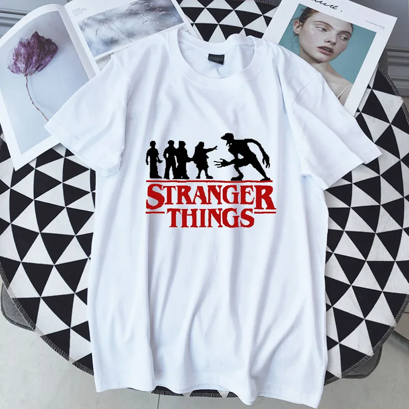 

ZOMARZZ Stranger Things T Shirt Women Round Neck Short Sleeve Soft Tops Plus Size Graphic Tees Couple Clothes
