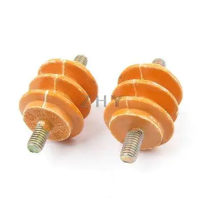 2pcs 660V Water Resistance Busbar Insulator Orange 1.4" x 5/16"