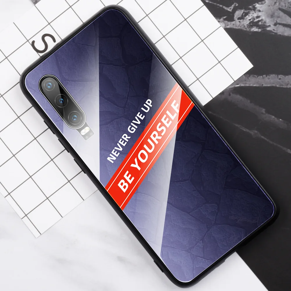 Для huawei P30 Lite mate 30 Lite Nova 5 Pro Nova 5i Y9 Y9 Prime mate 20 NEVER GIVE UP слова Вдохновленный стеклянный Капа