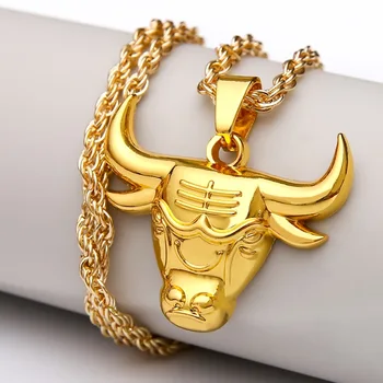 

2020 Rap accessories new fashion men's domineering Rhinestone ox head pendant necklace personality hiphop men's Pendant