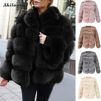 

S-4XL Artificial Fur Women 2019 Winter Fashion Faux Fur Coat Elegant Thick Warm Outerwear Jacket Women Fake Fur Chaquetas Mujer
